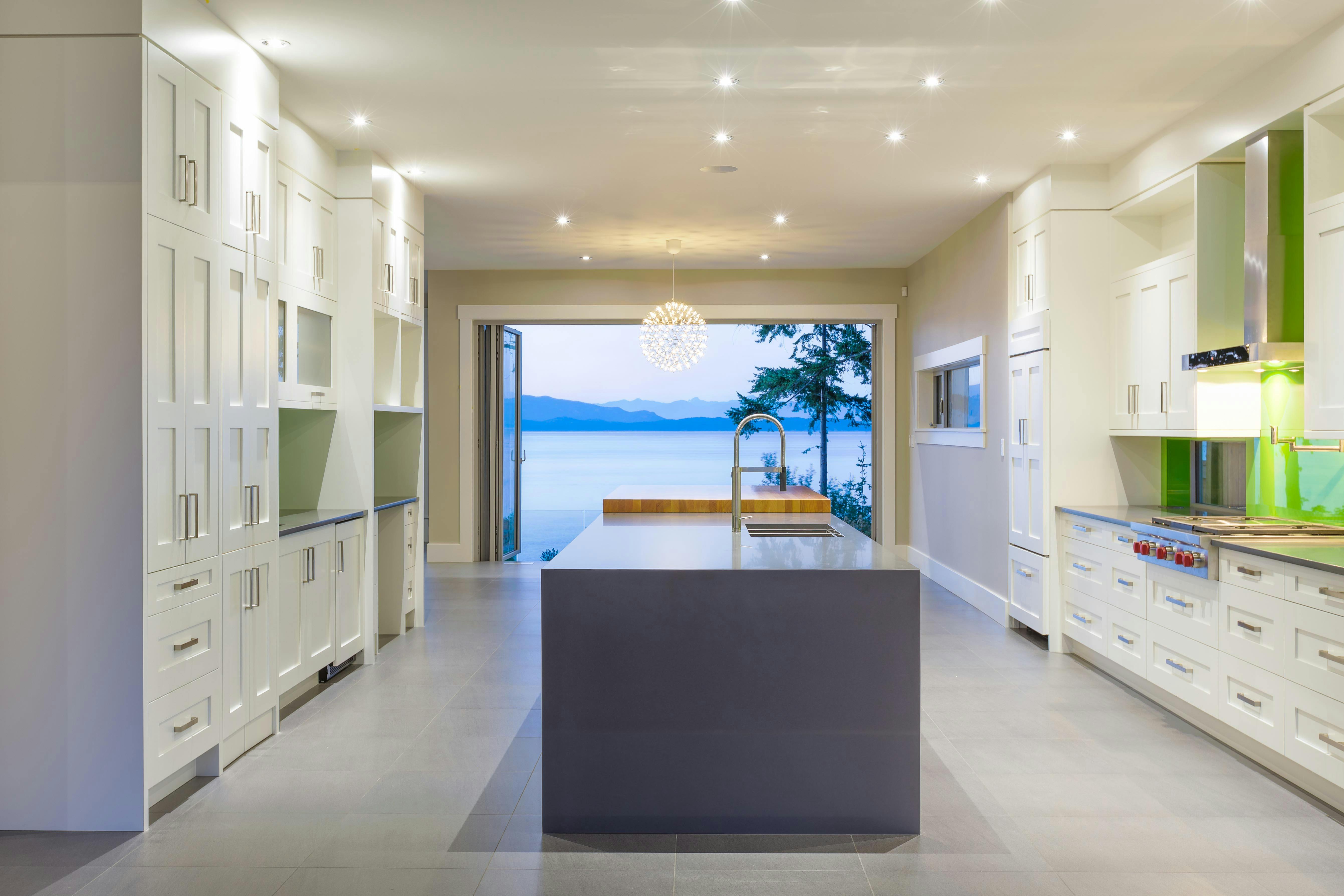 Folding glass wall in kitchen remodel