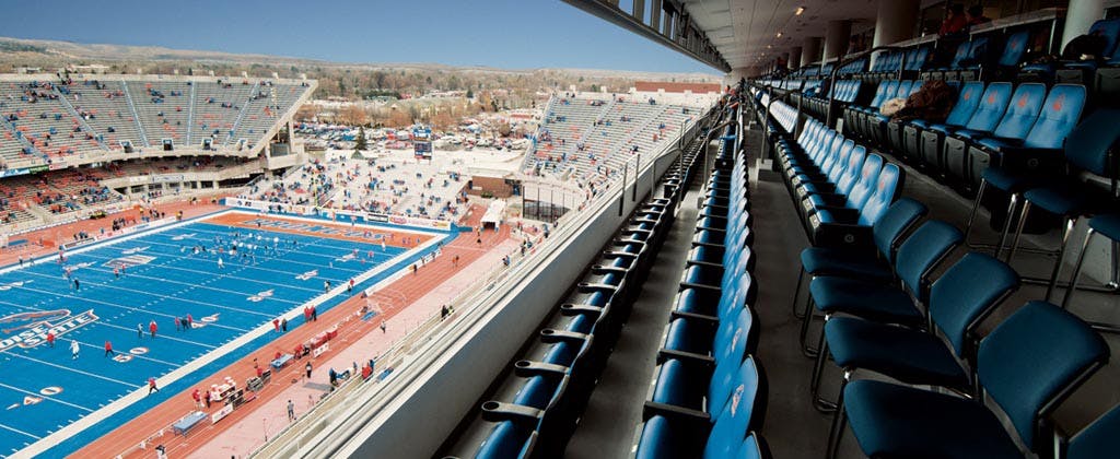 NanaWall SL70 folding glass walls in Boise State's Football Stadium