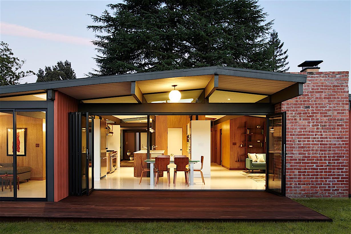 house remodel with folding glass wall system