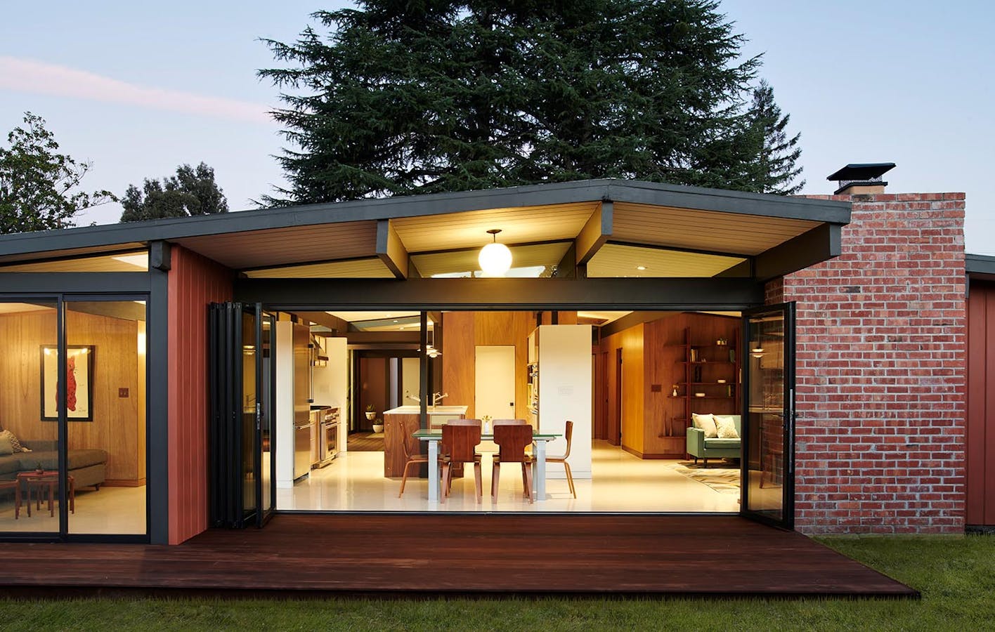 house remodel with folding glass wall system