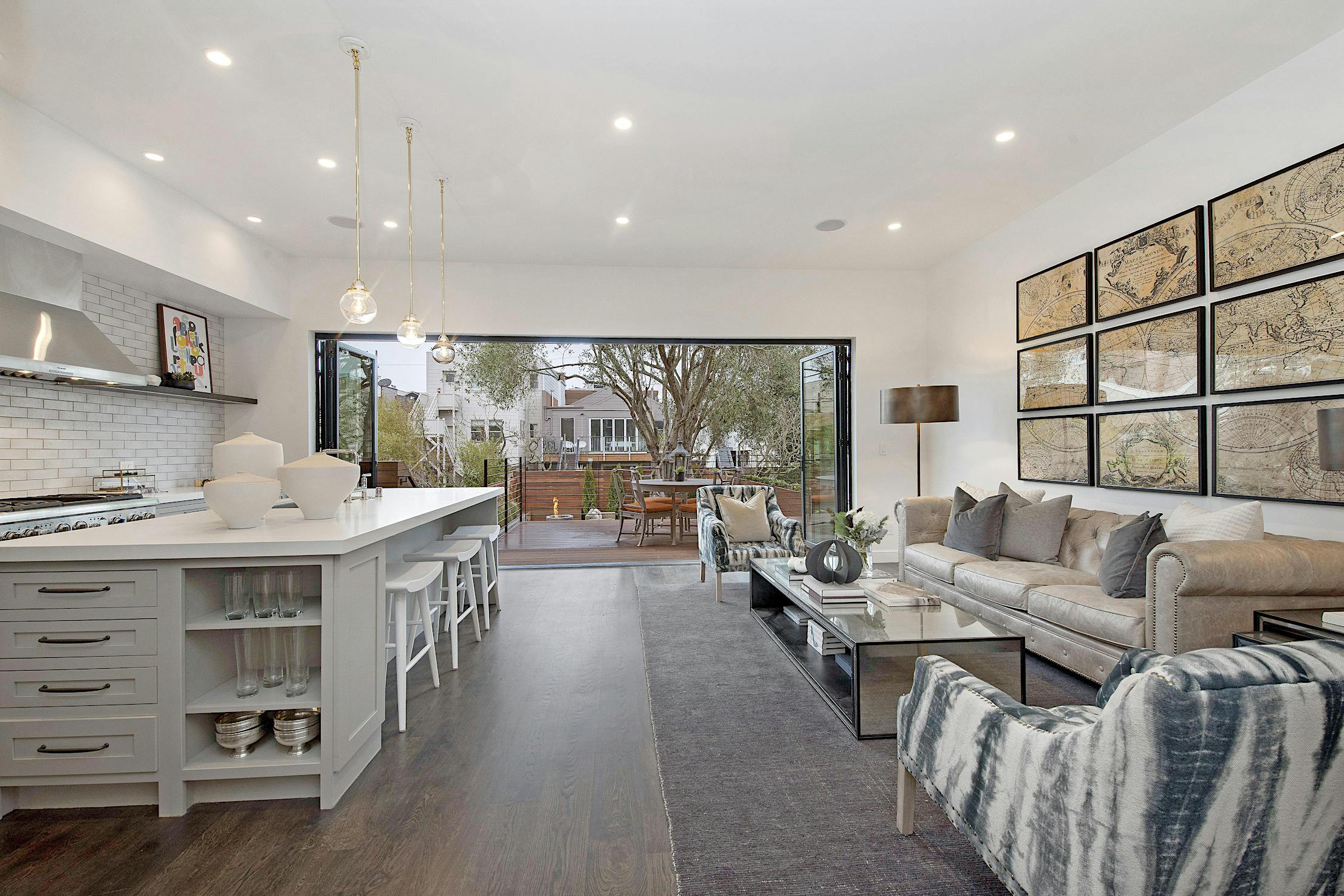 open concept living in san francisco with folding glass wall