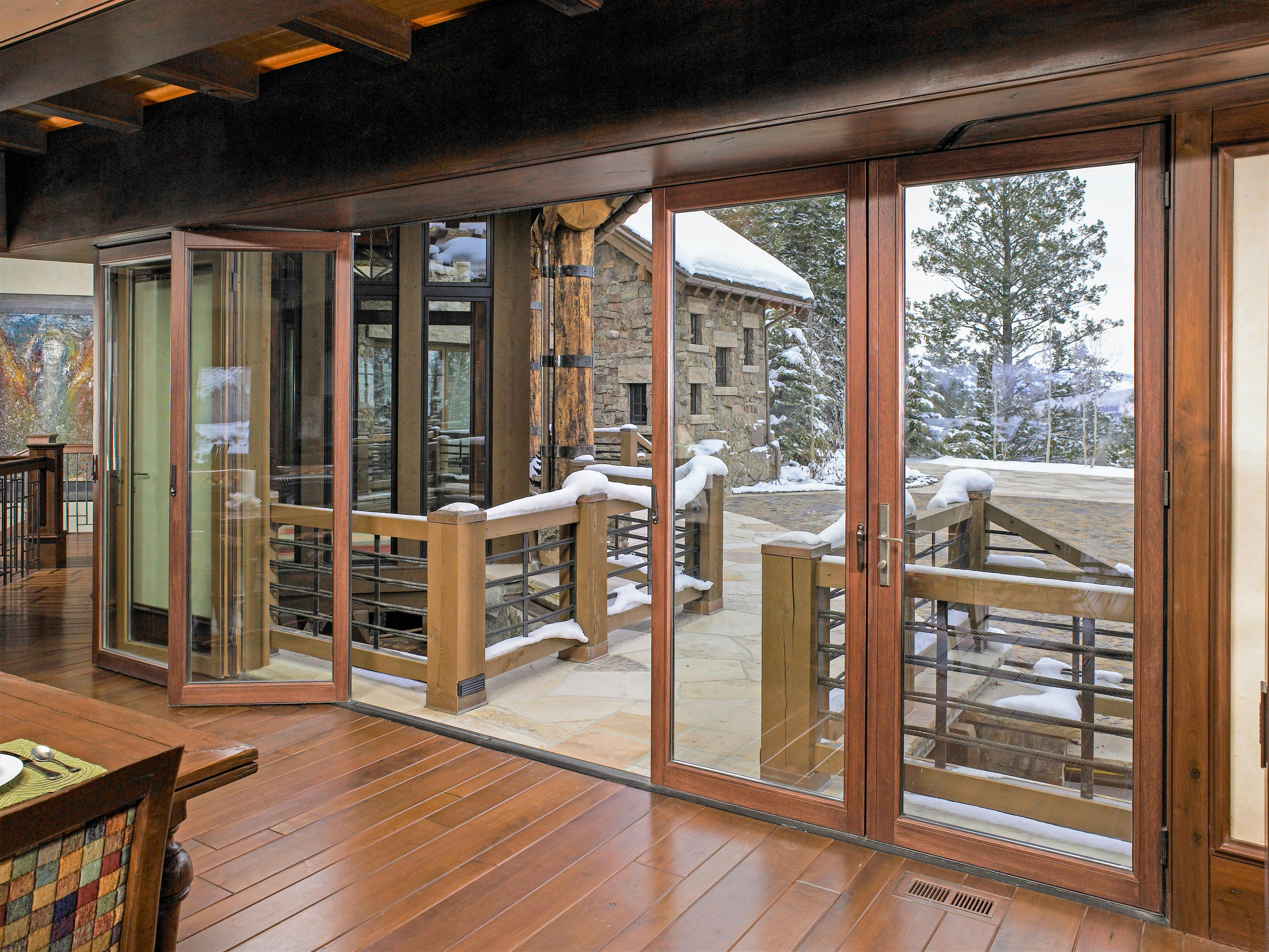 energy-efficient wood framed sliding glass wall