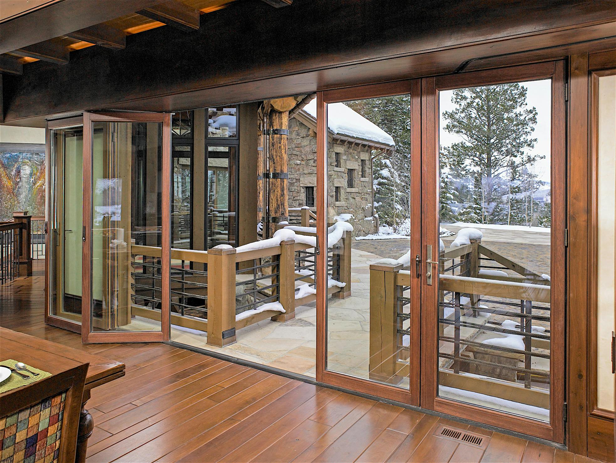 energy-efficient wood framed sliding glass wall