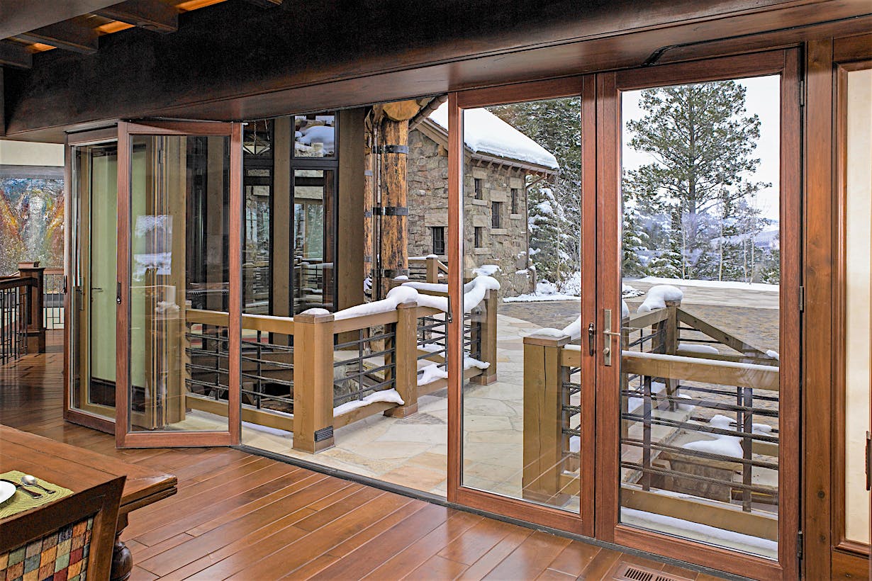 energy-efficient wood framed sliding glass wall