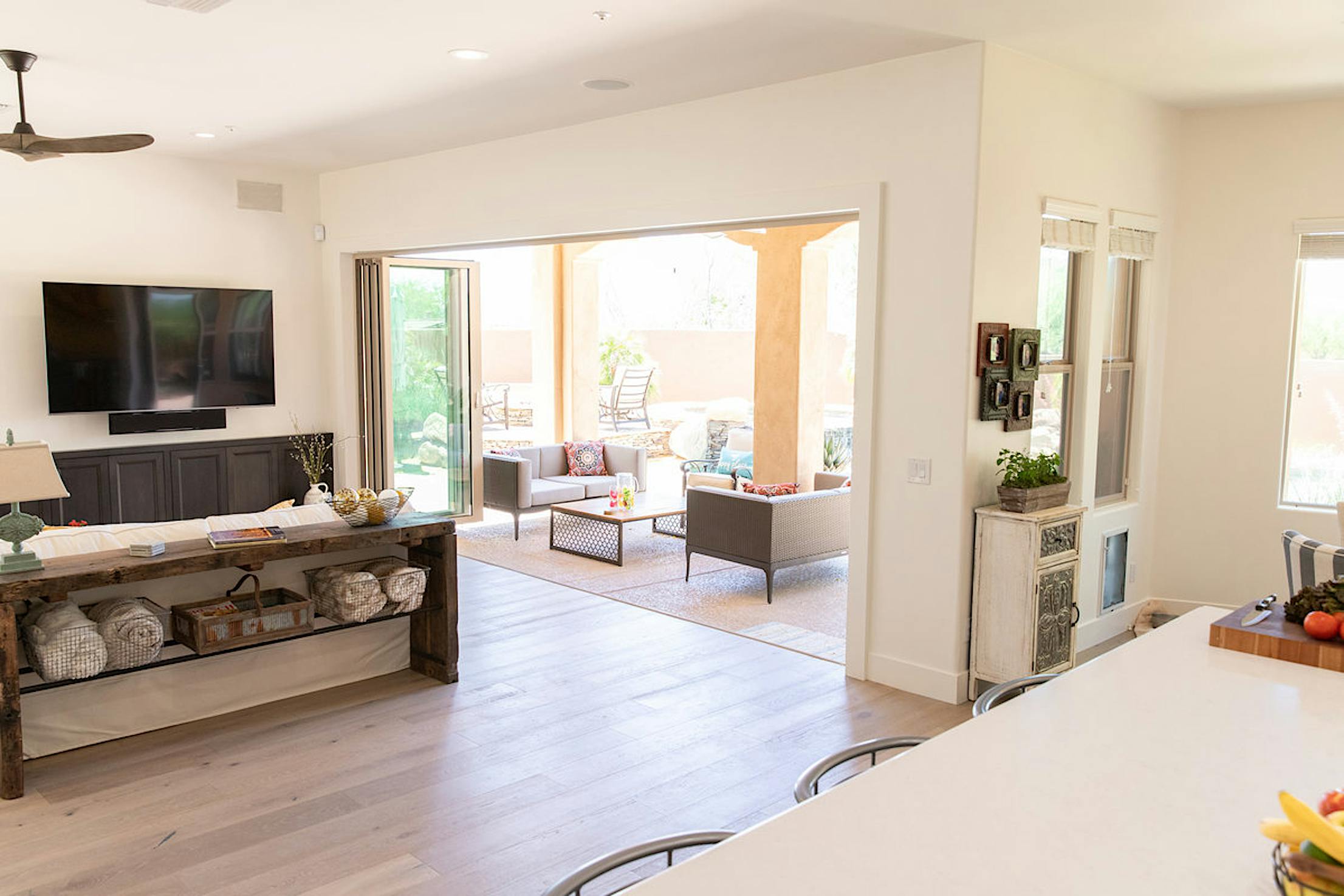 folding glass wall used in a remodel