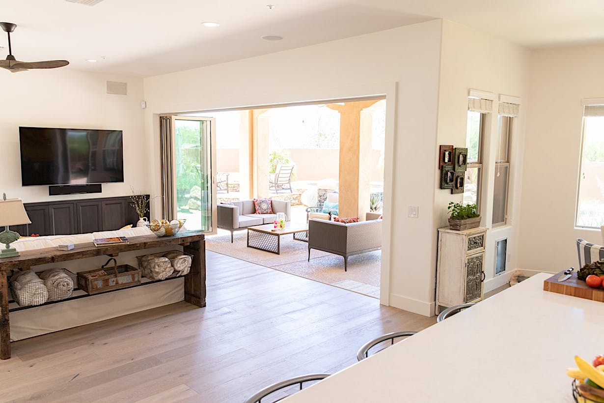 folding glass wall used in a remodel