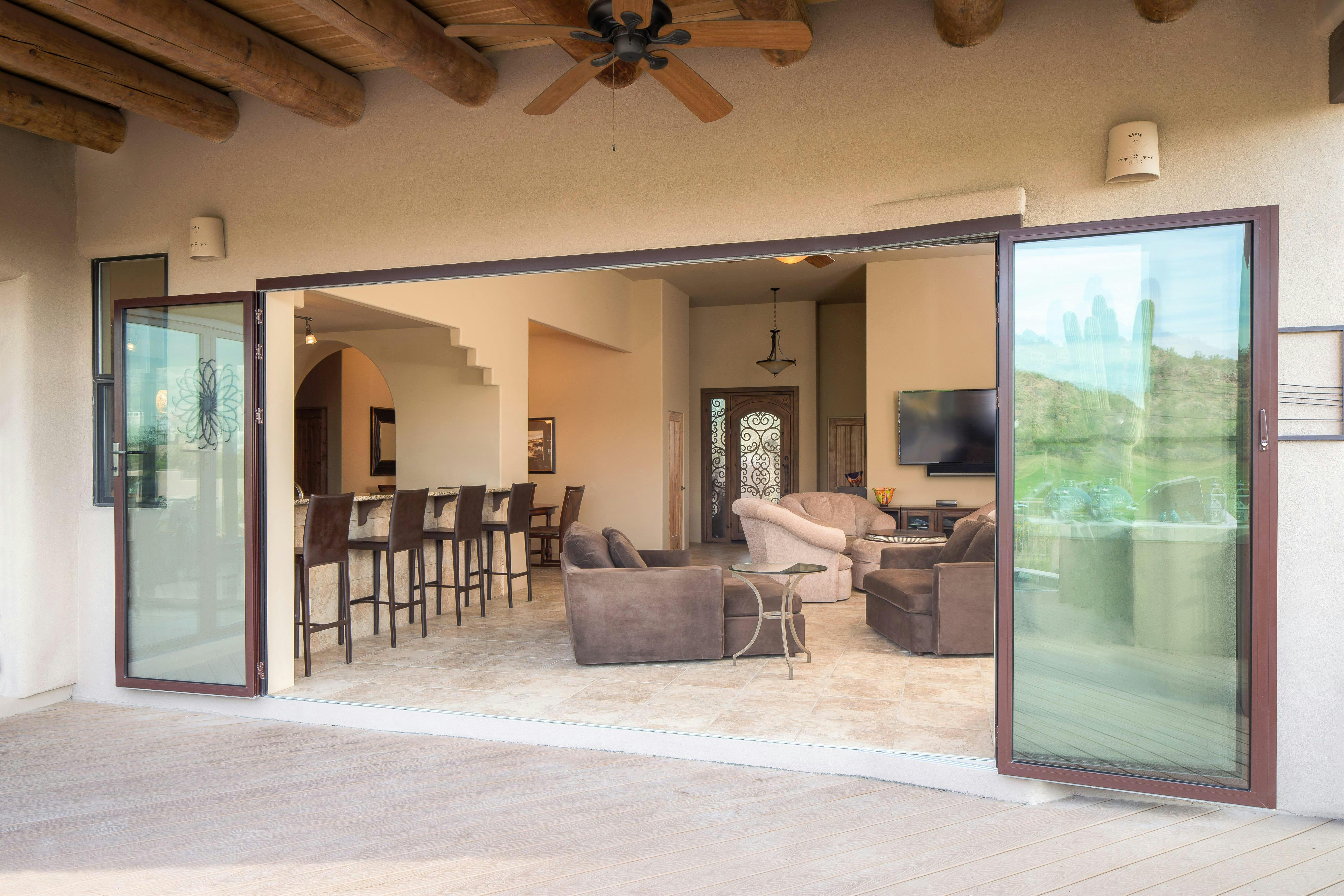 folding glass wall with foldflat technlogy replaced a tradtional patio door