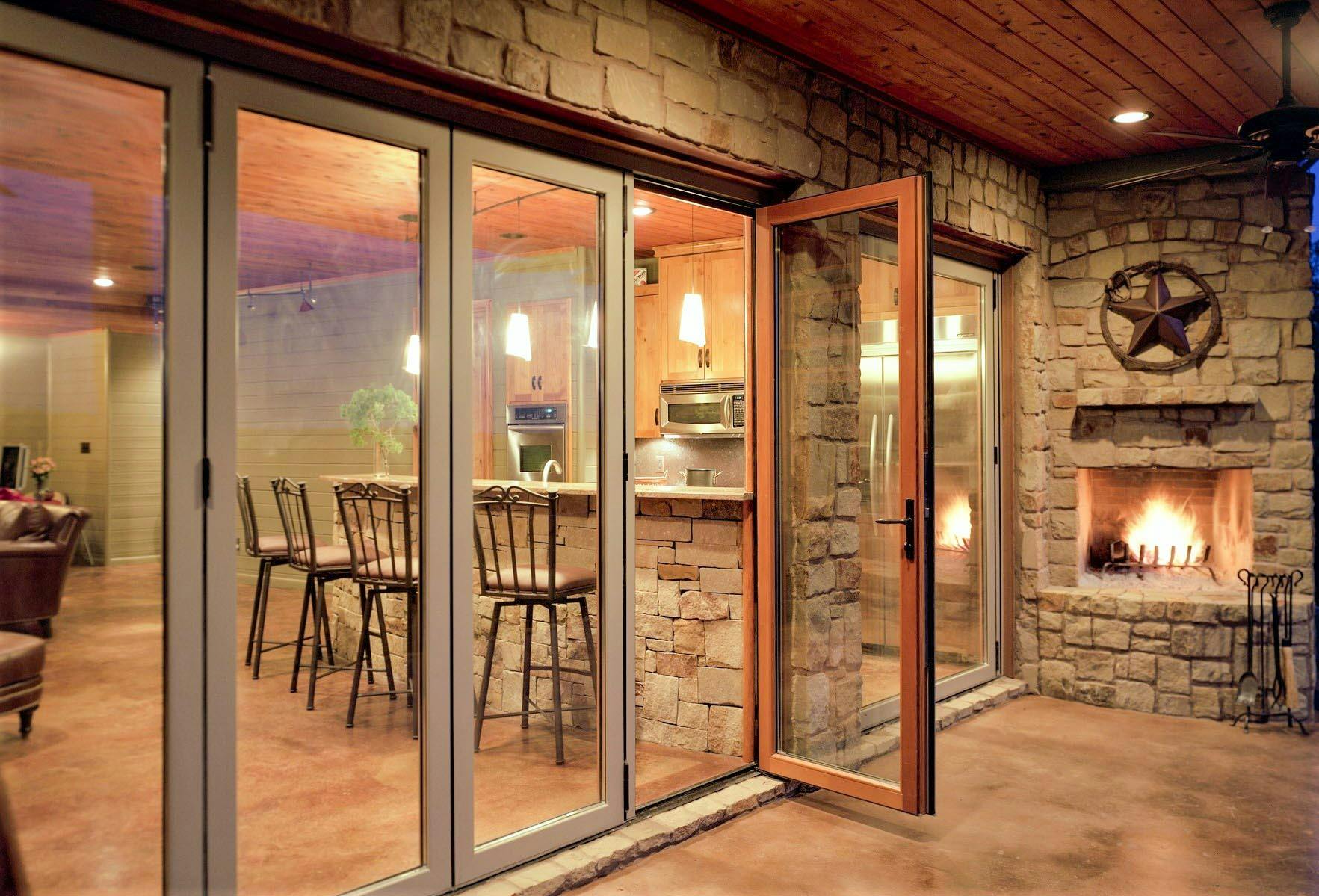 aluminum clad over solid wood framed folding patio door