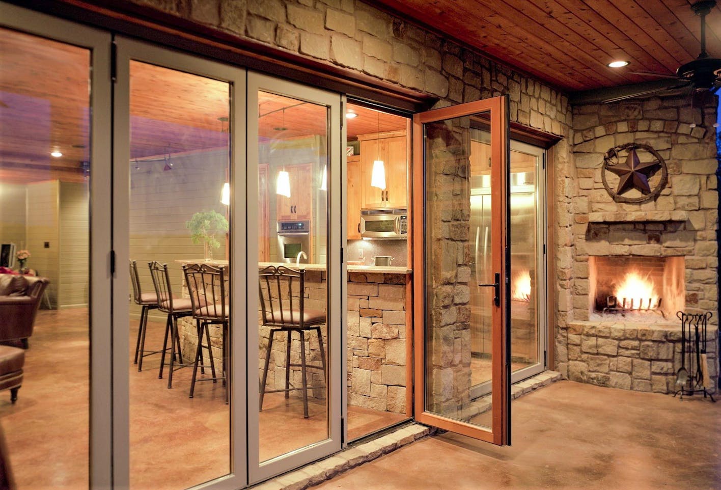 aluminum clad over solid wood framed folding patio door