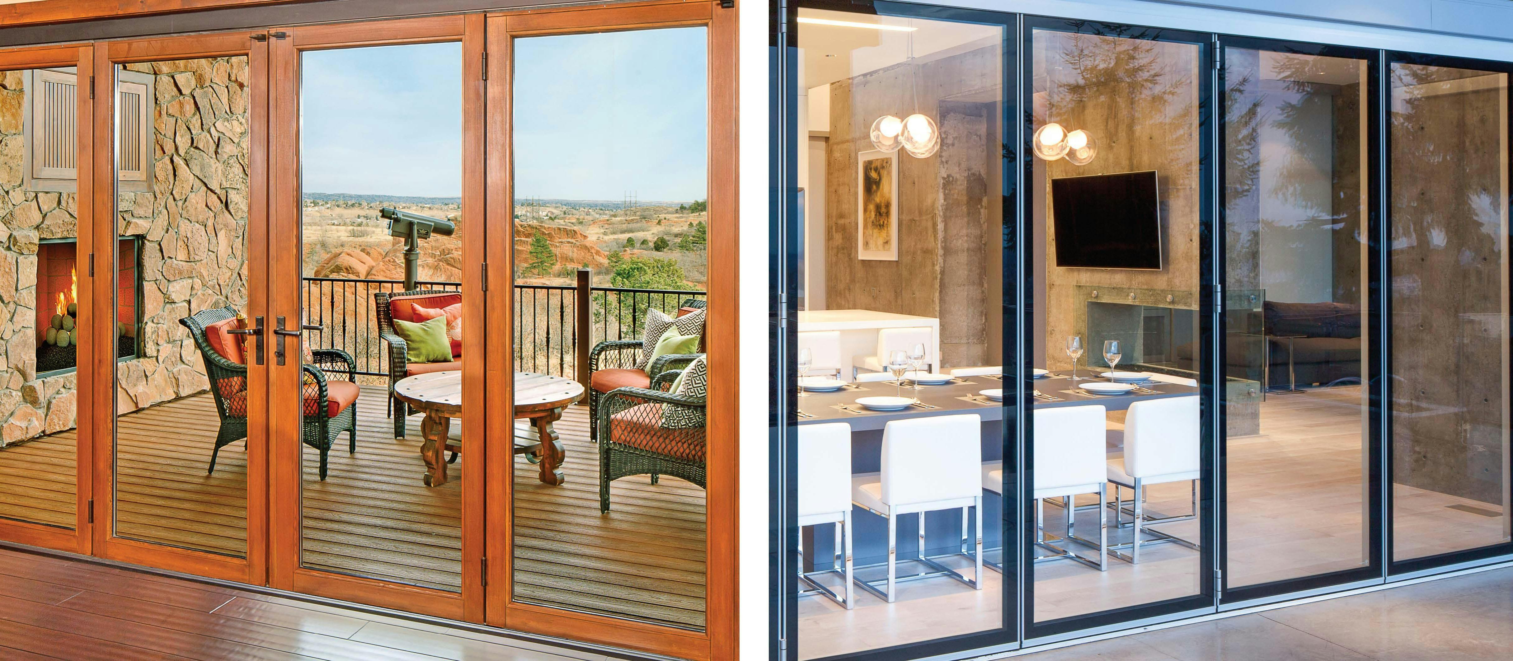 wood framed vs. aluminum framed opening glass walls