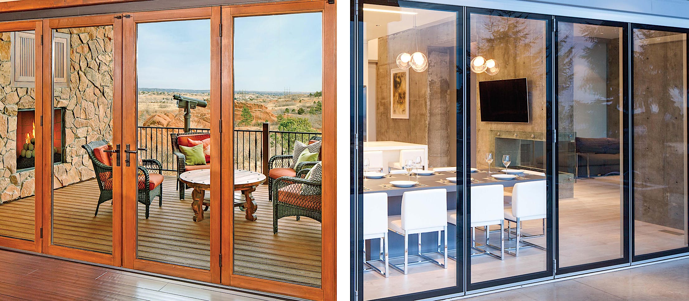 wood framed vs. aluminum framed opening glass walls