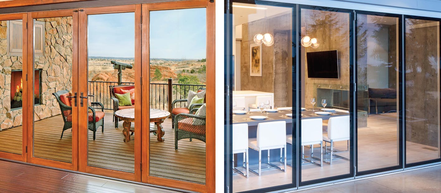 wood framed vs. aluminum framed opening glass walls