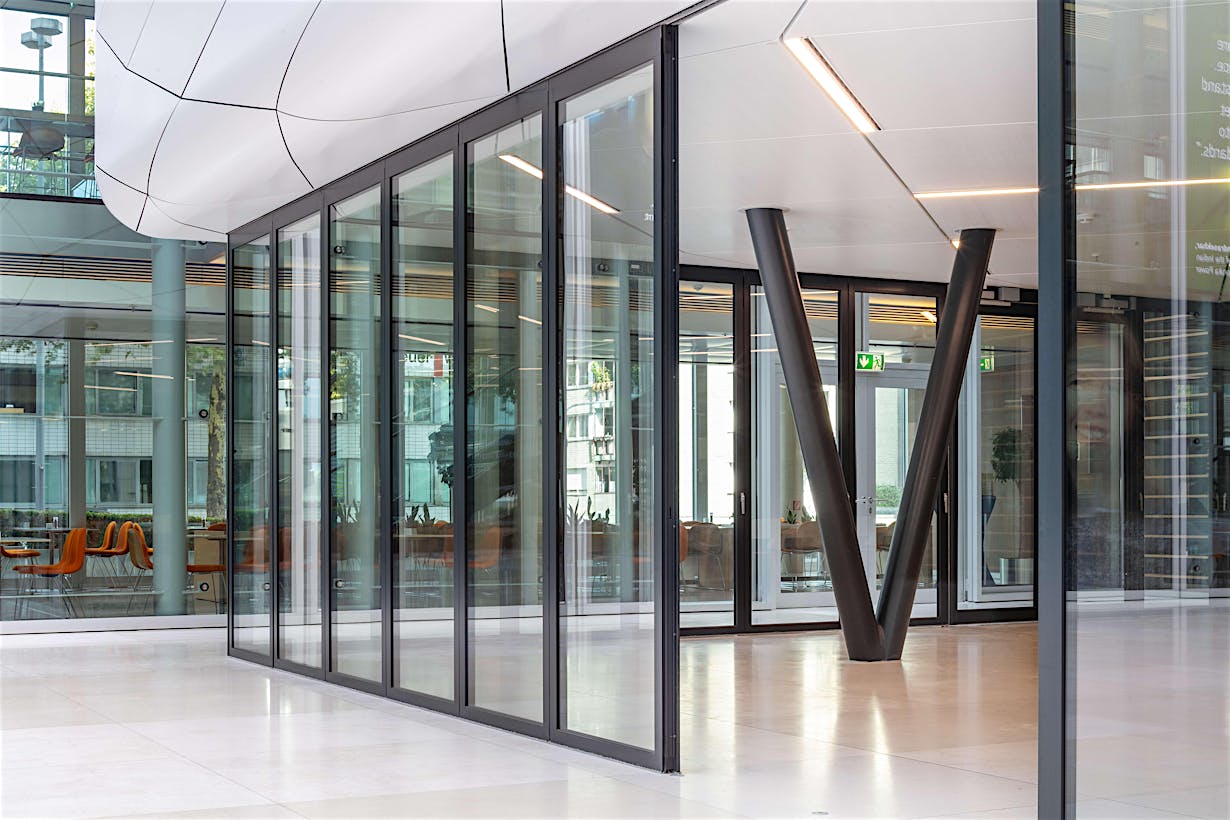 NanaWall HSW System stacking glass door with no floor track required