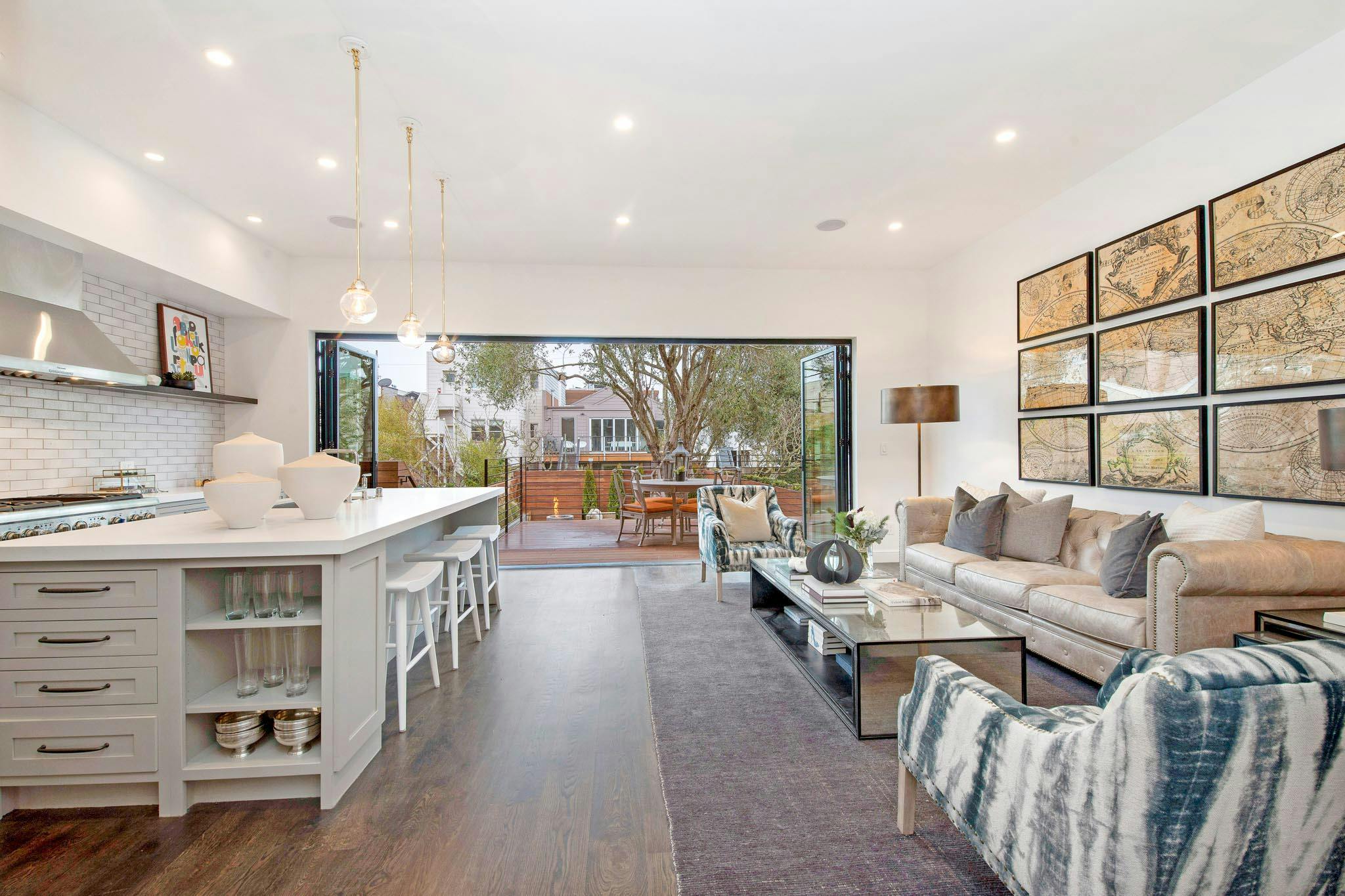 clean-lined aesthetic in traditional san francisco victorian home with bifold door