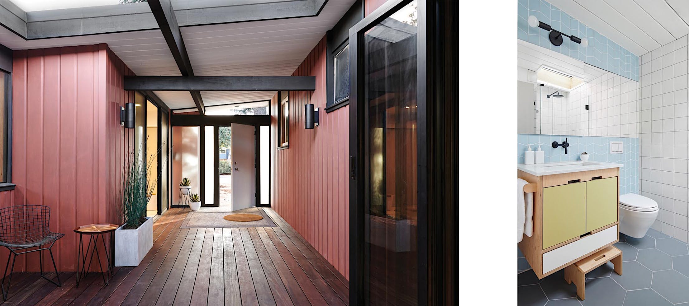 Eichler homes remodel details painted in international orange