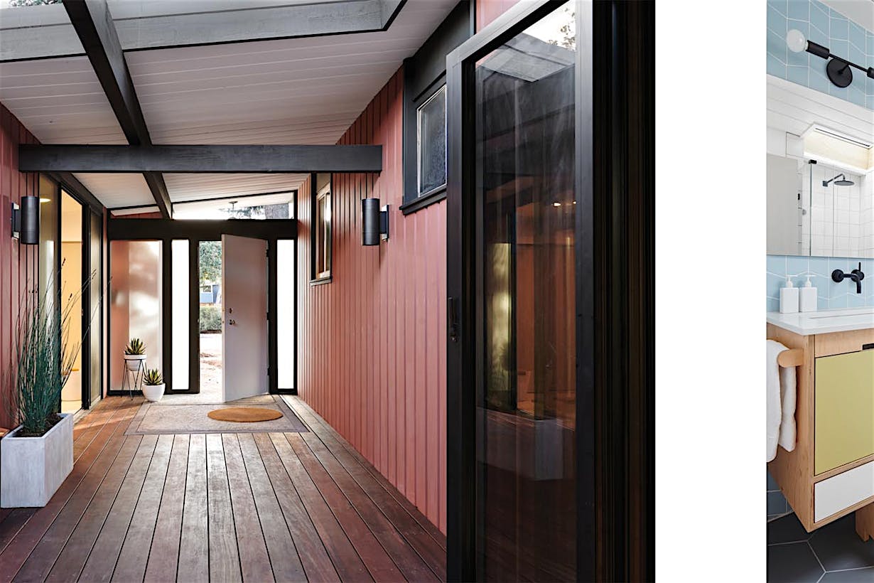 Eichler homes remodel details painted in international orange