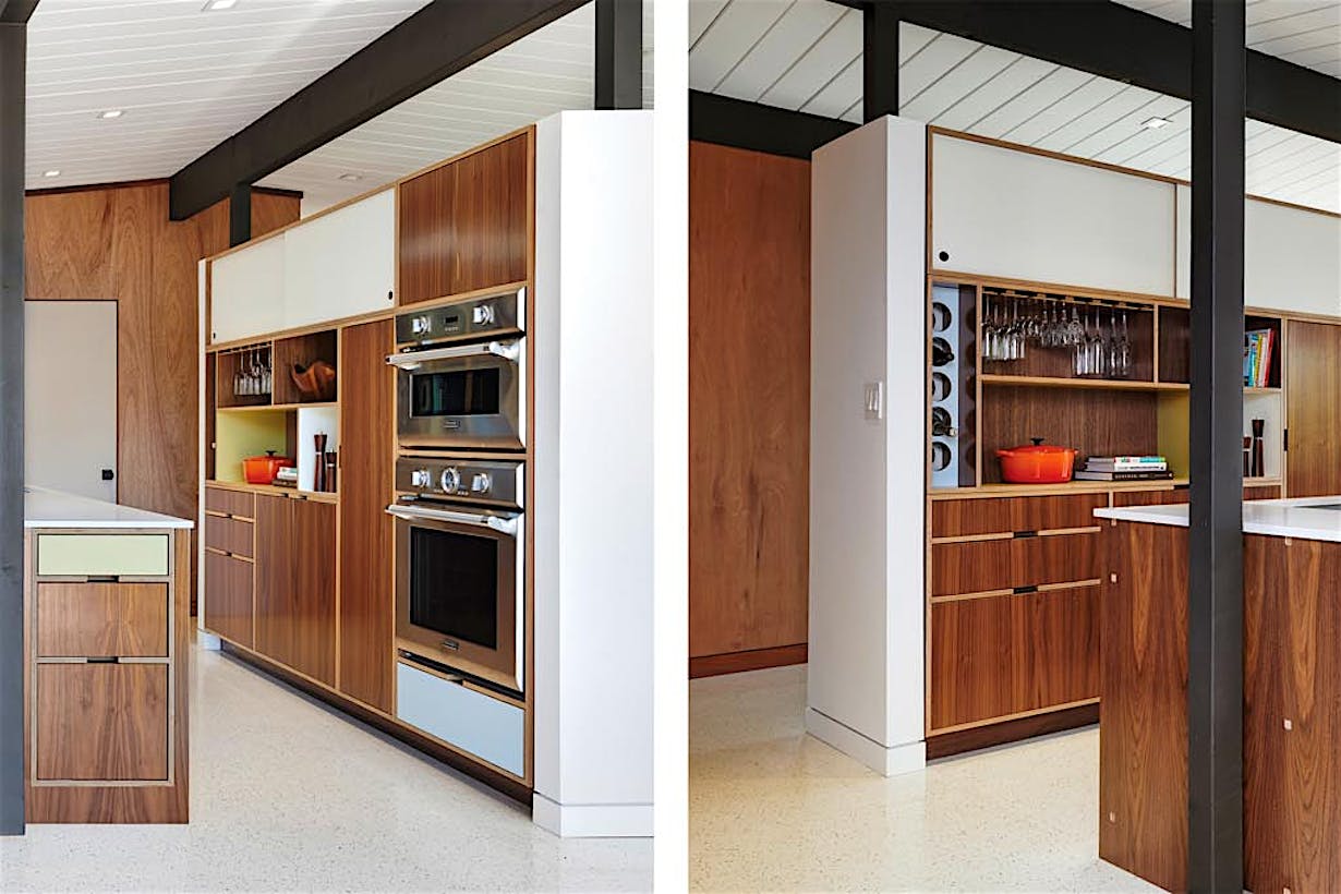 Eichler kichen remodel filled with light from large folding glass wall