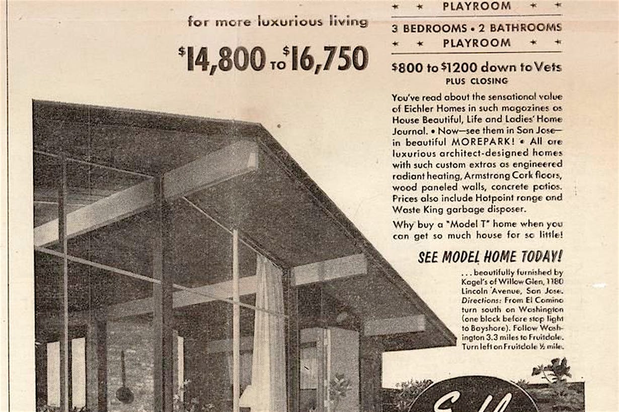 Eichler homes comes to San Jose Morepark original advertisement