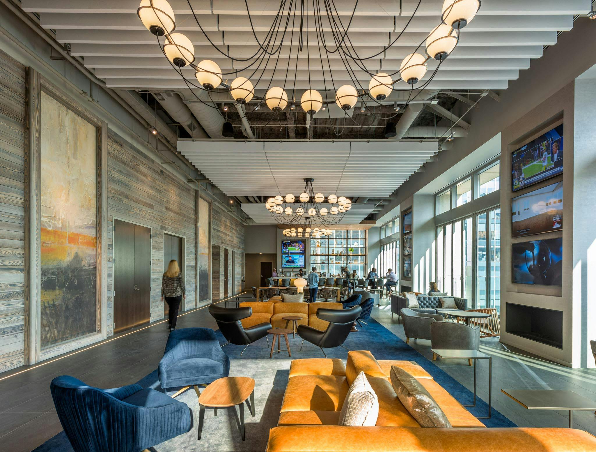 amenities floor in workplace design filled with natural light on the 30th floor of building