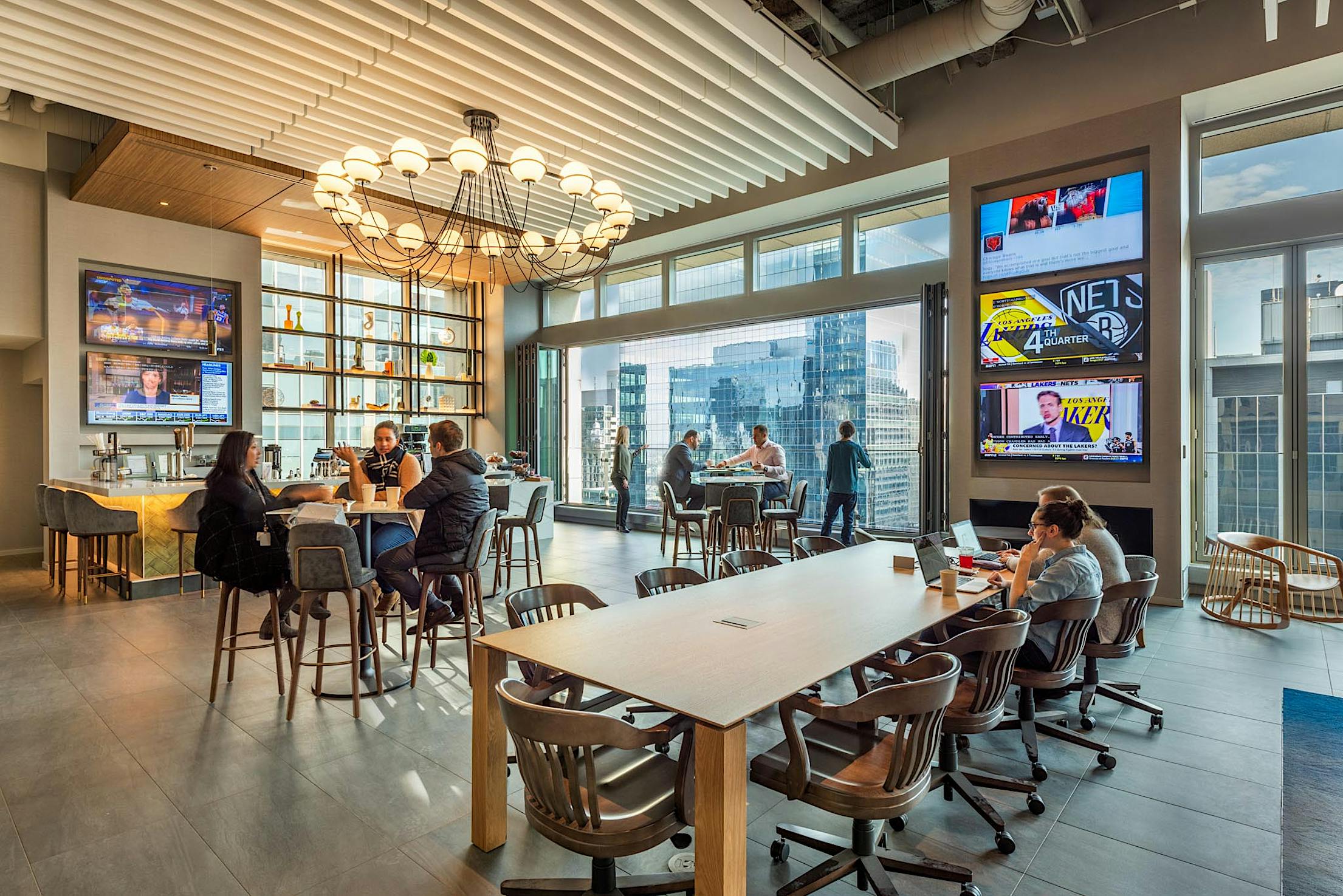 office building tenant enjoy fresh air and view with NanaWall folding glass wall open