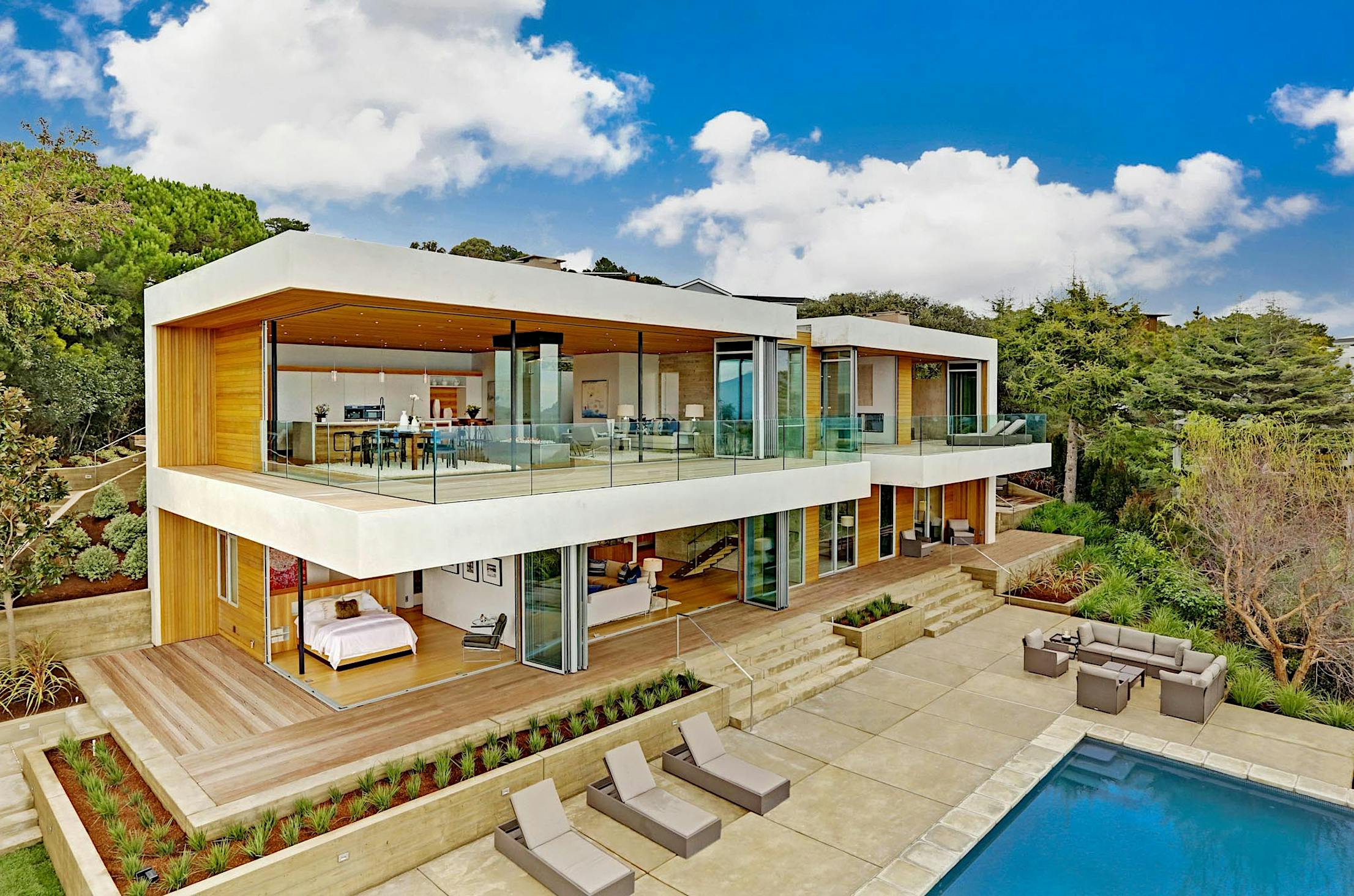 opening glass walls design inspiration in every room of Tiburon home