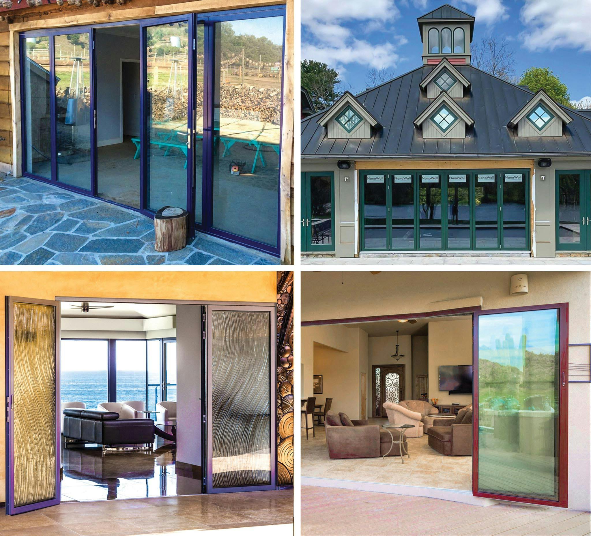 residential projects with colorful glass wall systems with powder coating finish