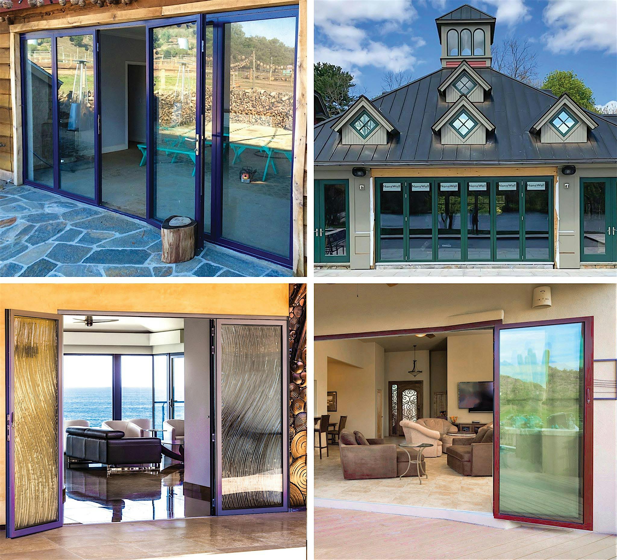 residential projects with colorful glass wall systems with powder coating finish