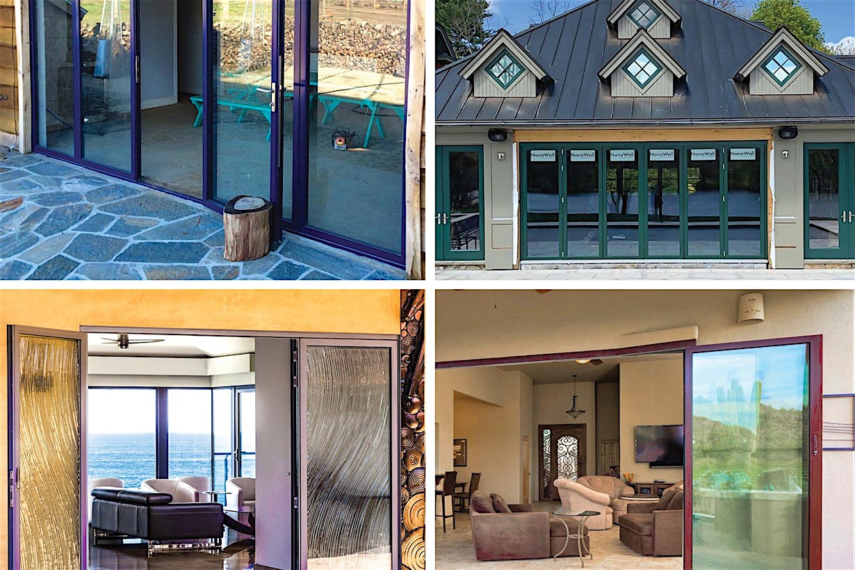 residential projects with colorful glass wall systems with powder coating finish