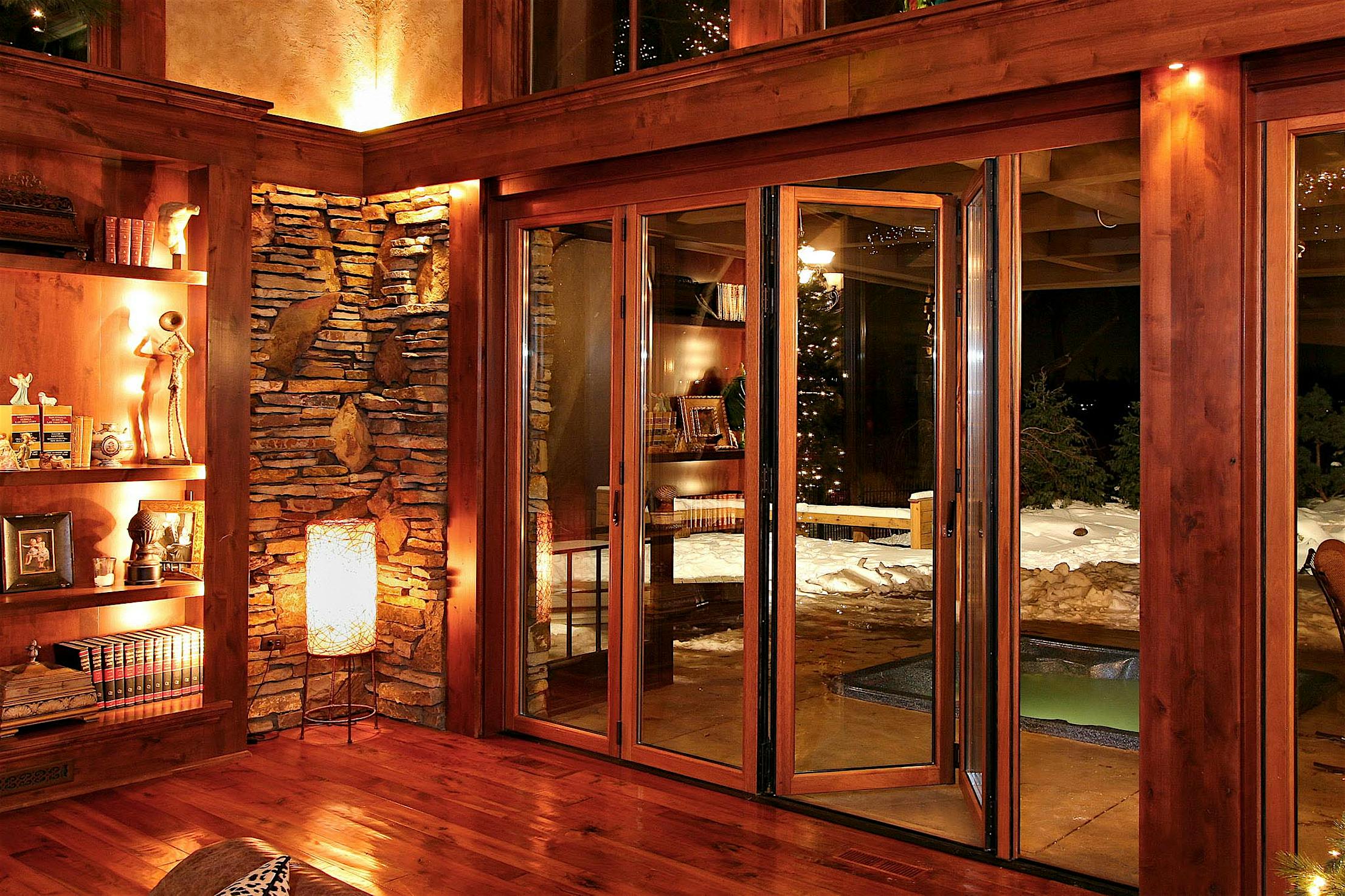 wood opening glass wall system