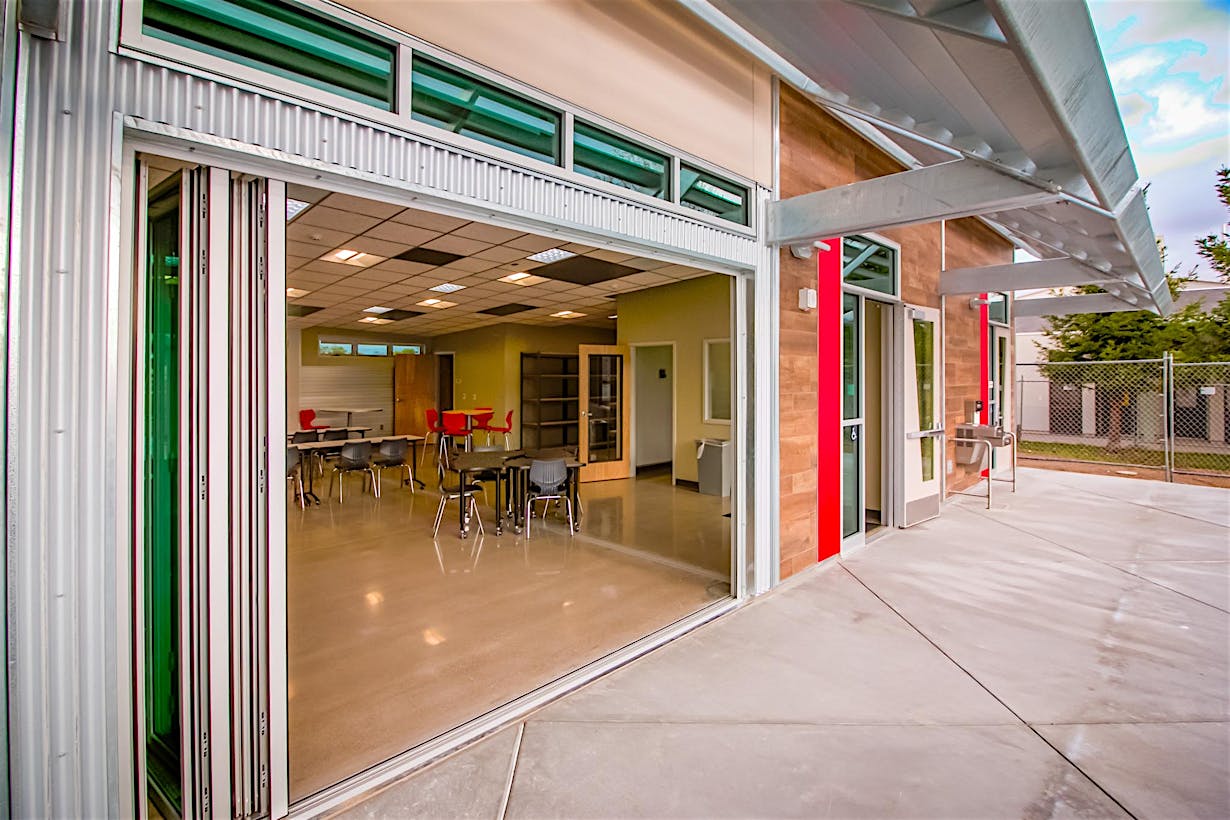 STEM classroom design exterior and interior glass walls