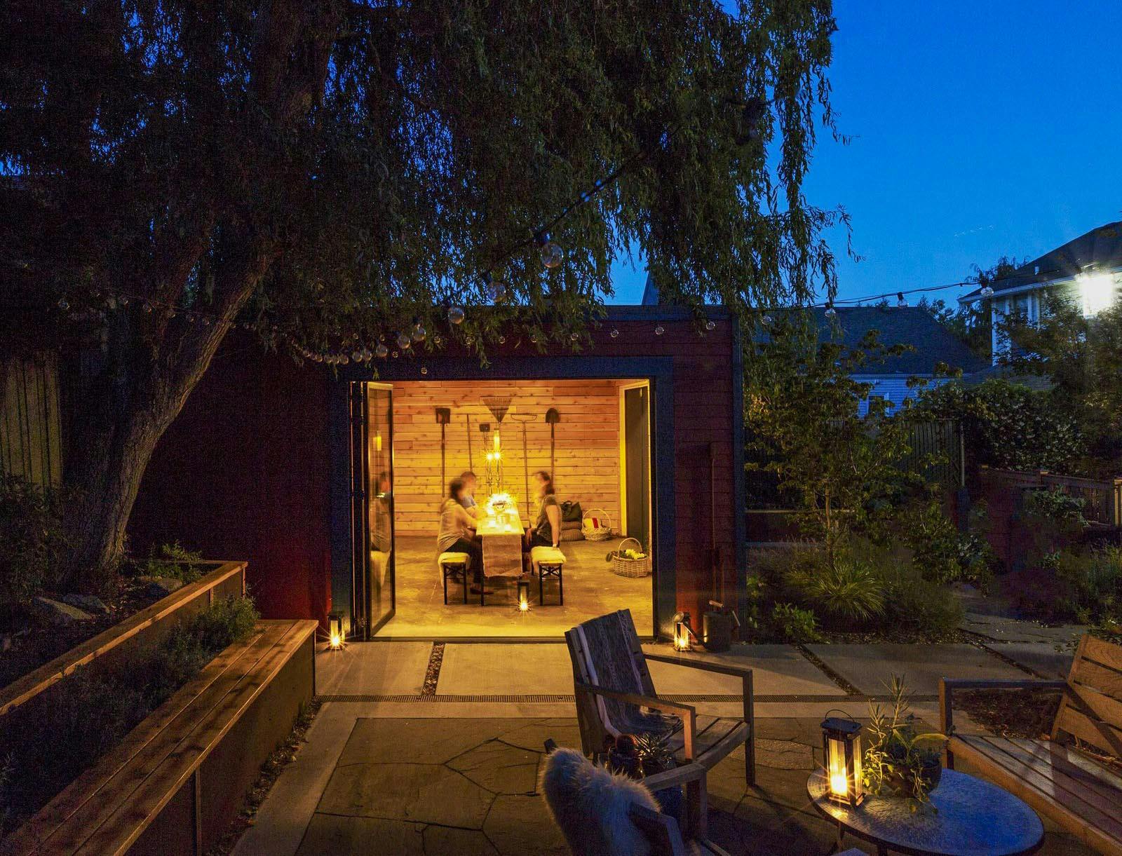 backyard accessory dwelling units ADUs with operable glass walls