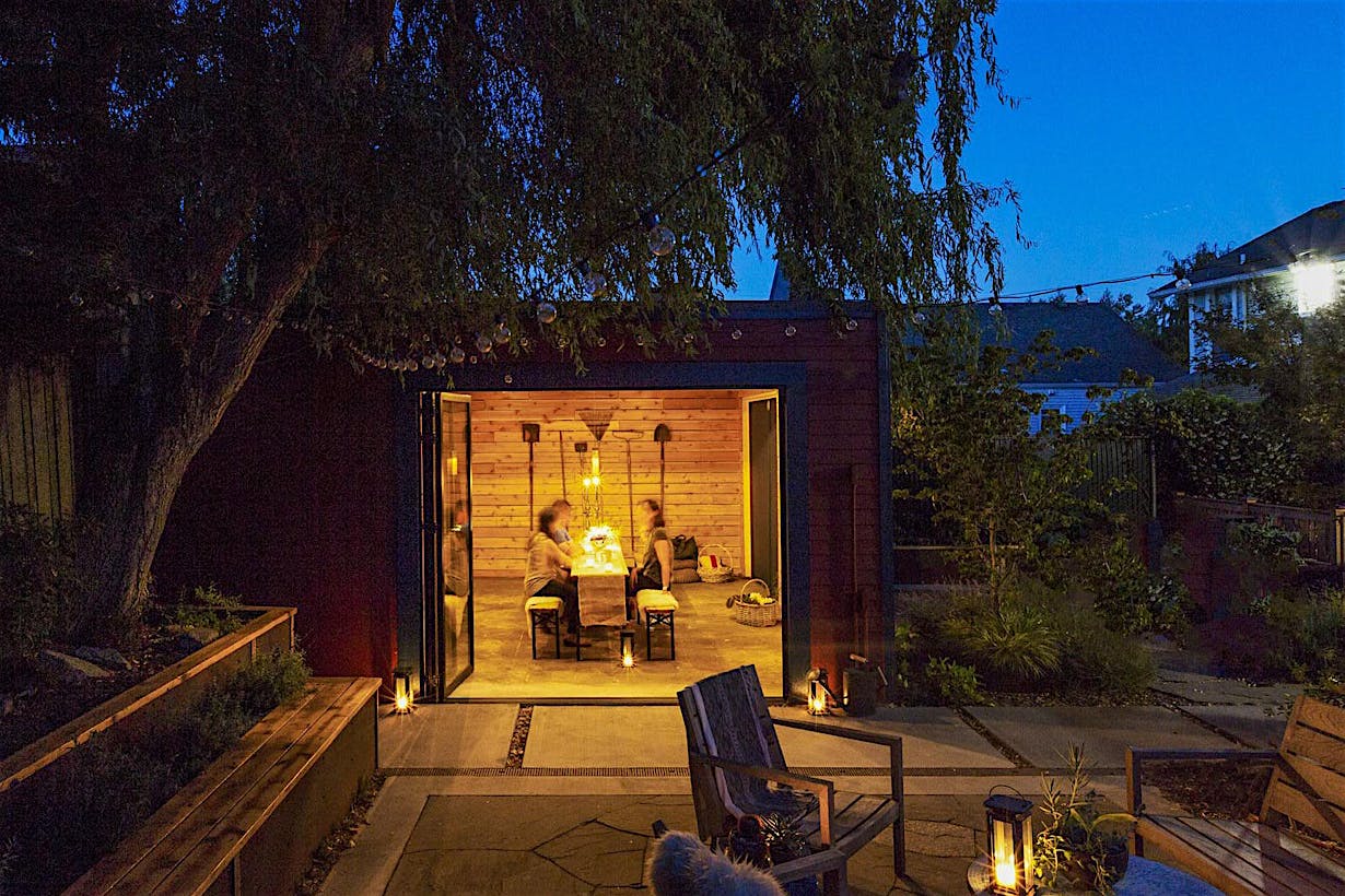 backyard accessory dwelling units ADUs with operable glass walls
