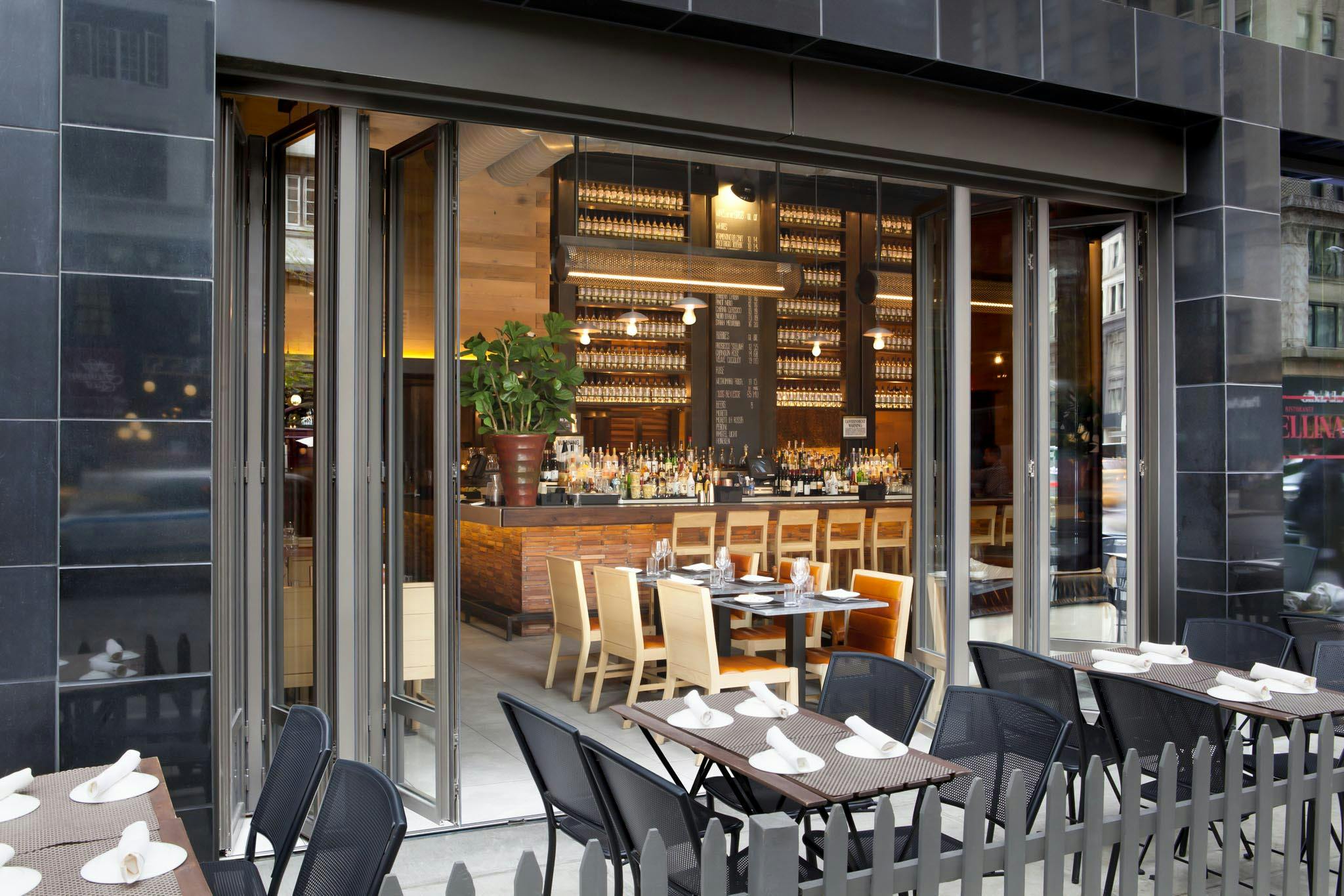 open restaurant design with folding glass walls 