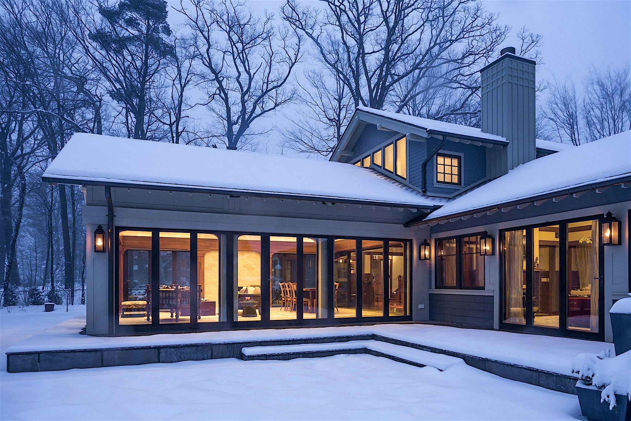 insulated glass walls in the snow