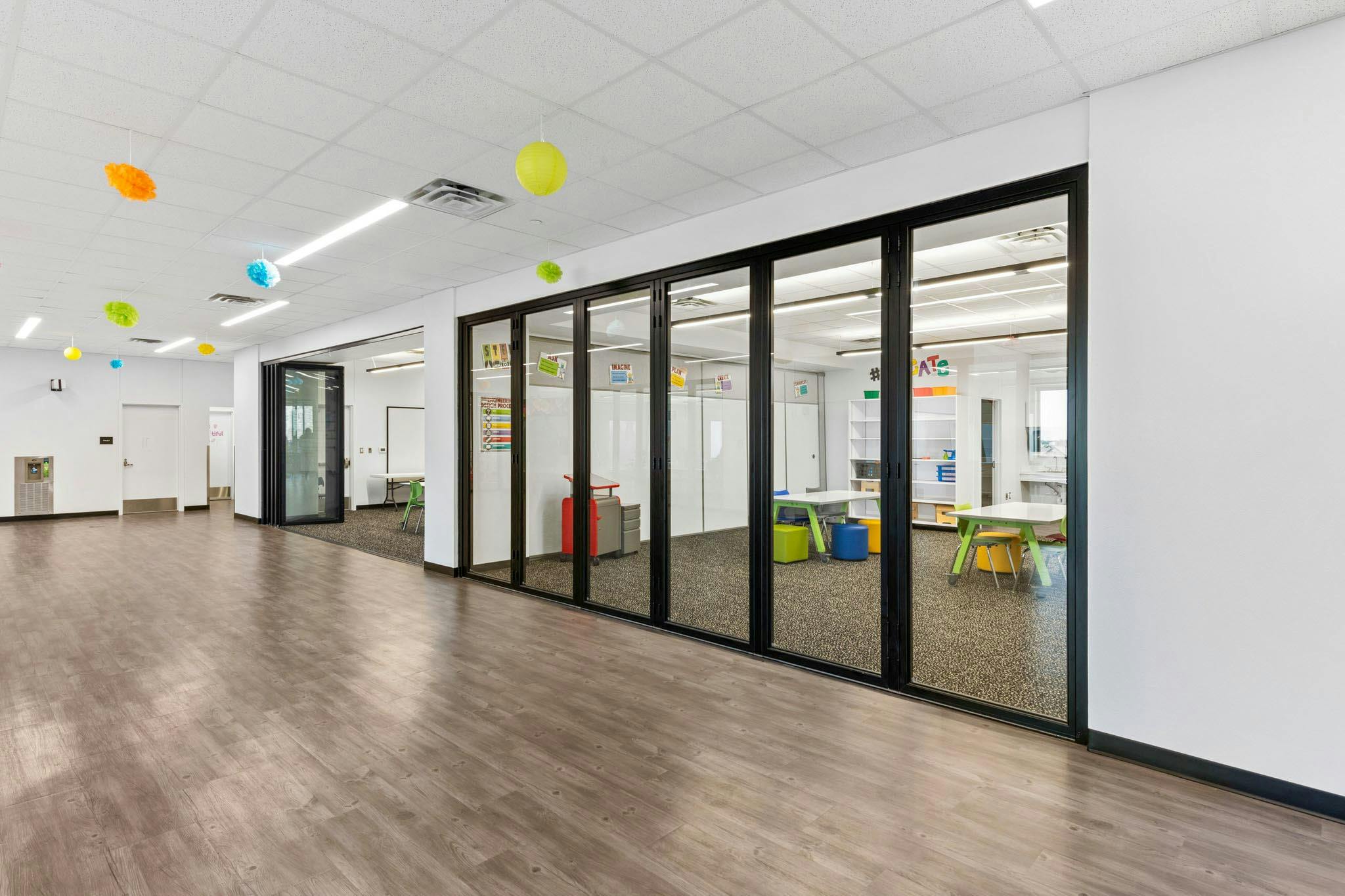 learning hubs with folding glass walls