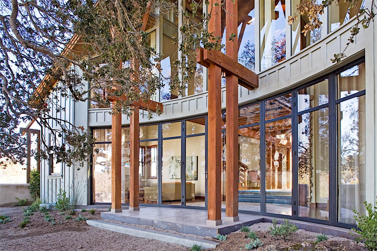 curved exterior moving glass walls