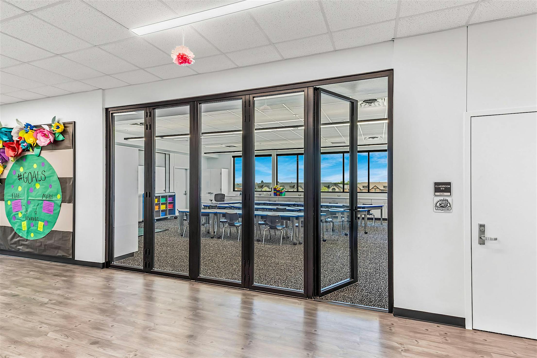 school design with folding glass wall learning hubs