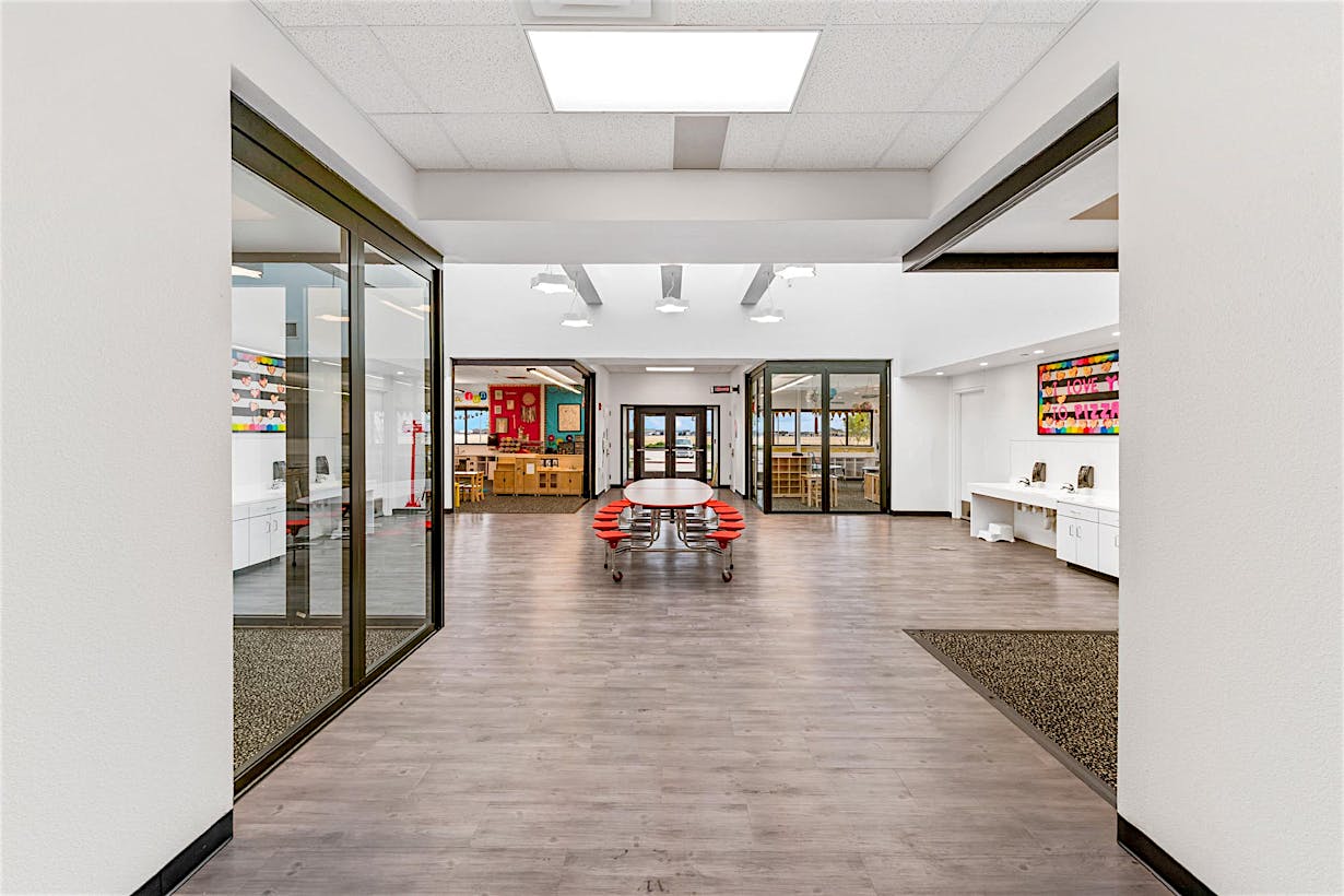 learning hub design with sliding glass walls