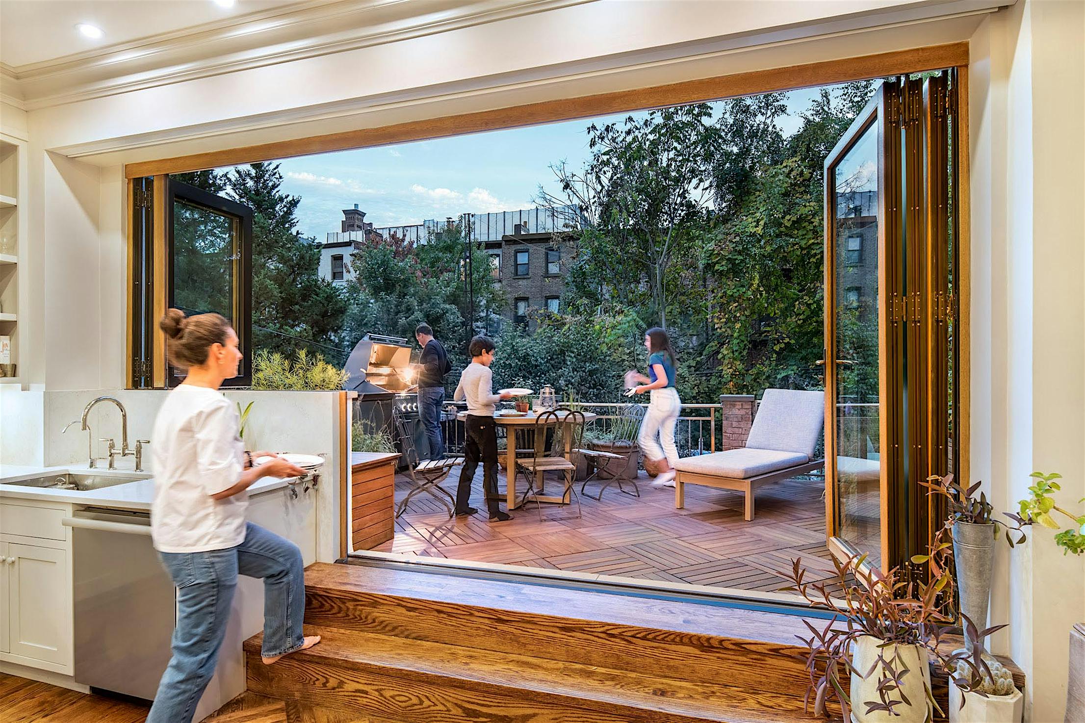 indoor outdoor living space from kitchen to deck
