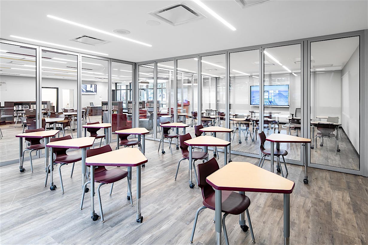 flex space with acoustic glass wall systems