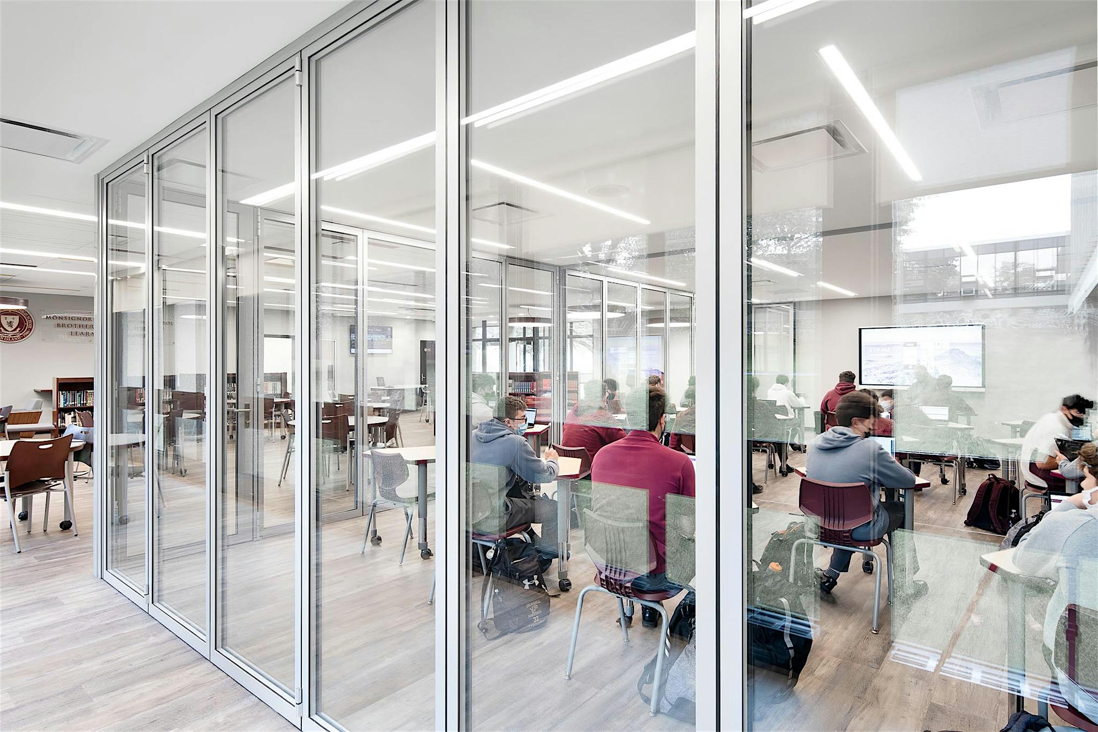 acoustic glass wall systems in schools