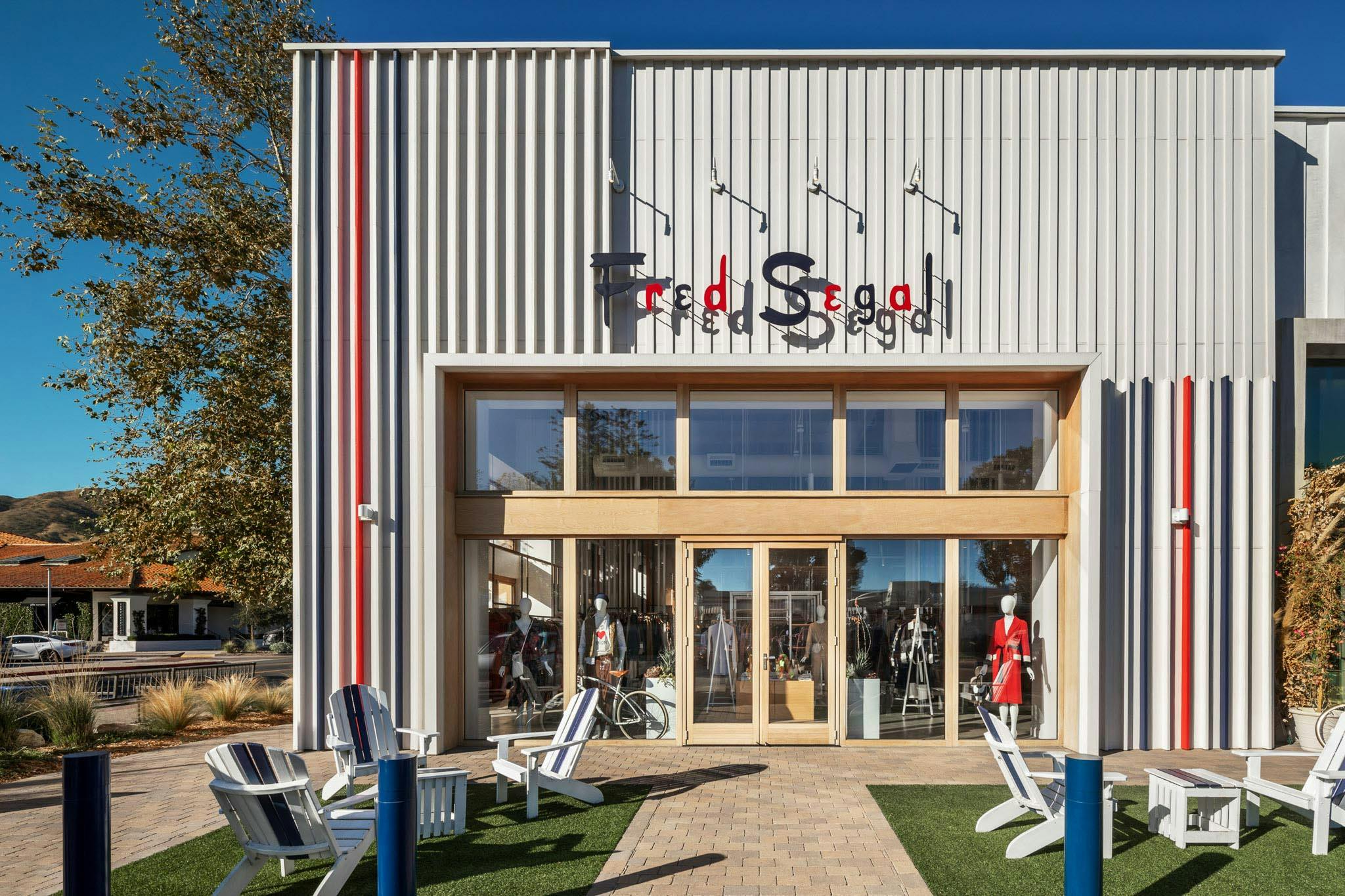 Fred Segal wood framed moveable glass storefront