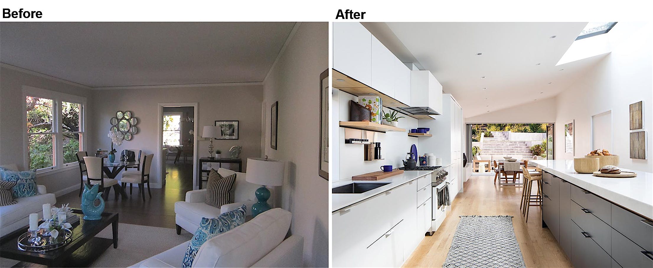 before and after transformation with retractable patio door