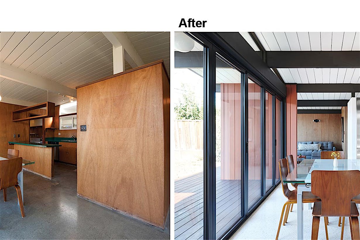 eichler home renovation with retractable patio doors