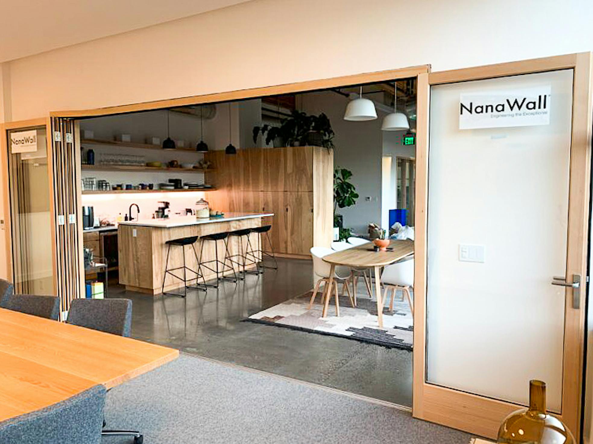 wood framed interior folding glass doors