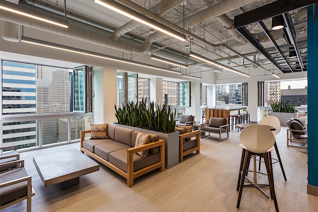 office design with exterior glass wall systems
