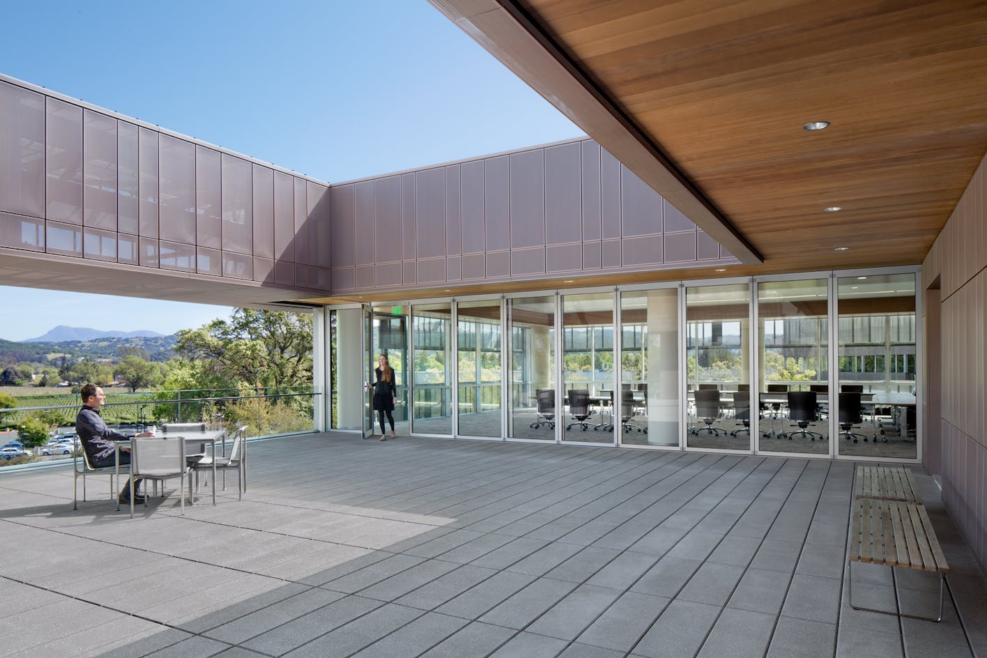 outdoor workspaces with exterior glass walls systems
