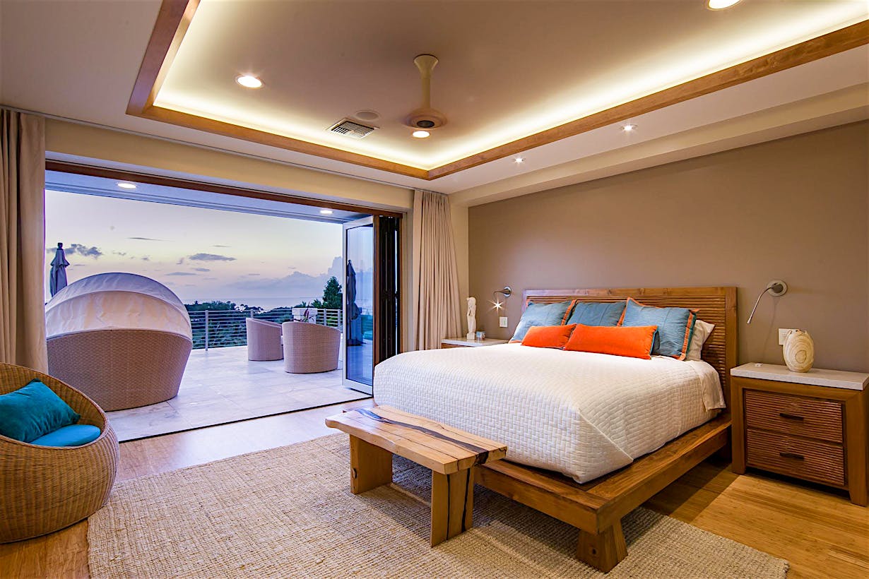moveable glass wall systems in a bedroom