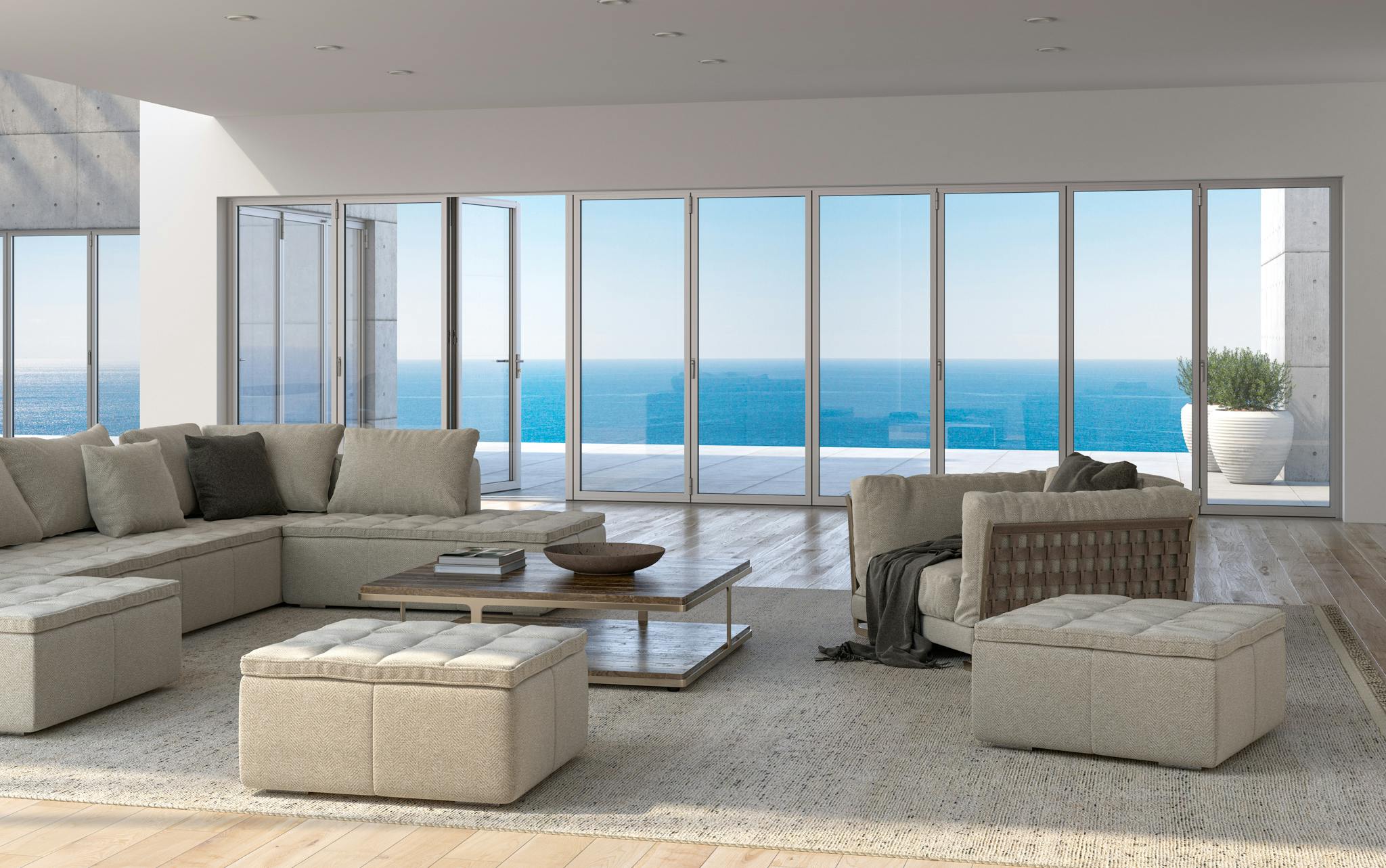 residential glass walls with ocean views