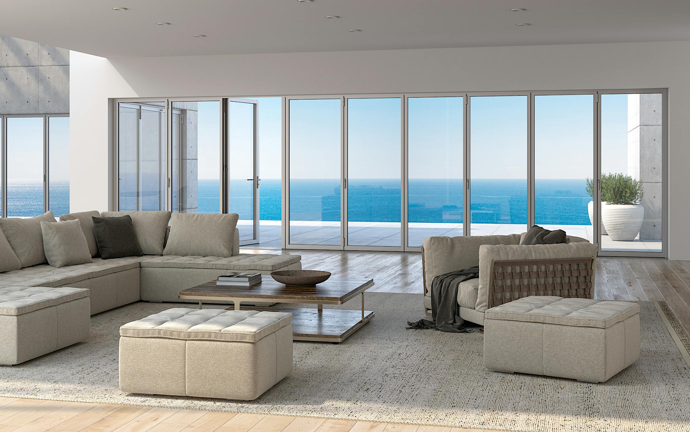 residential glass walls with ocean views